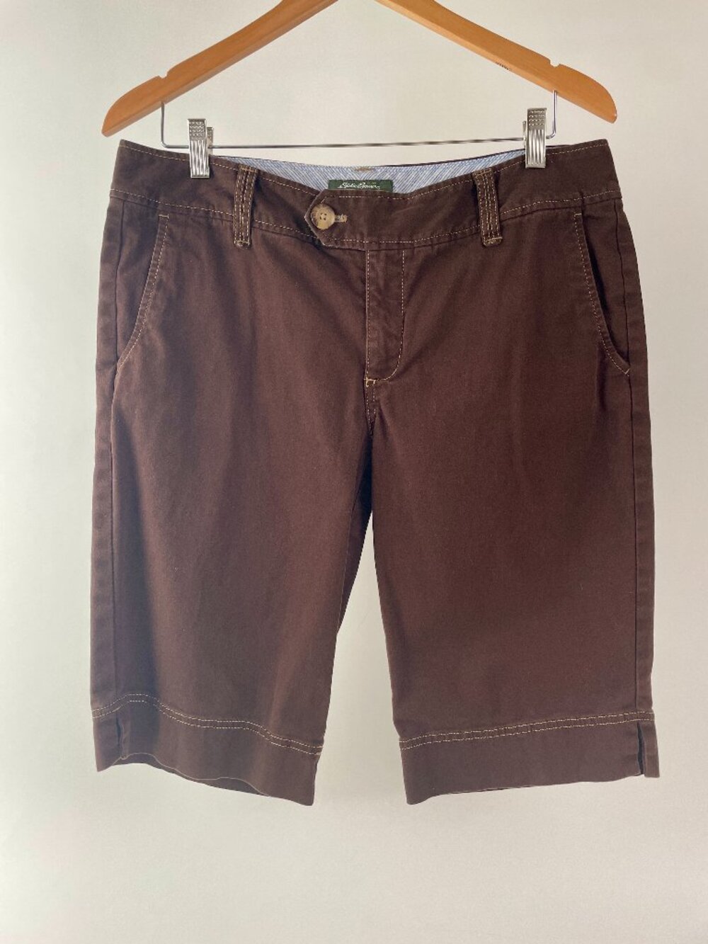Women's Eddie Bauer Blakely Flat Front Bermuda Shorts, Chocolate Brown, Size 12